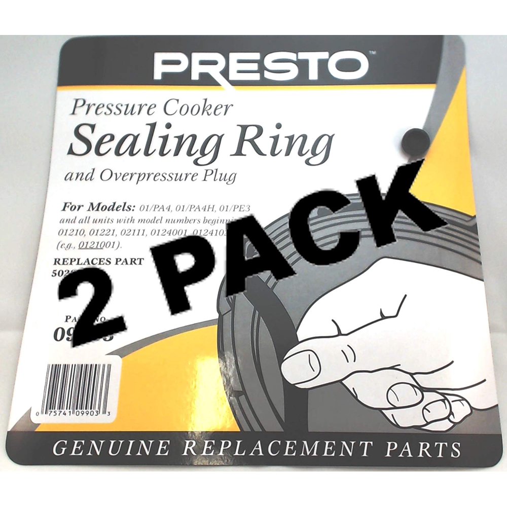 2 Pk, Presto Pressure Cooker Sealing Gasket Ring 09903, Replaces Part