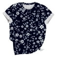 thumbnail image 4 of Odbmxy T Shirts for Women Trendy Summer Short Sleeve Plus Size Tops for Women Pull on Regular Leisure Daytime Floral Retro Tops,XL, 4 of 5