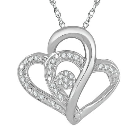 Heart 2 Heart 1/5 Carat T.W. Diamond Sterling Silver Pendant with Chain