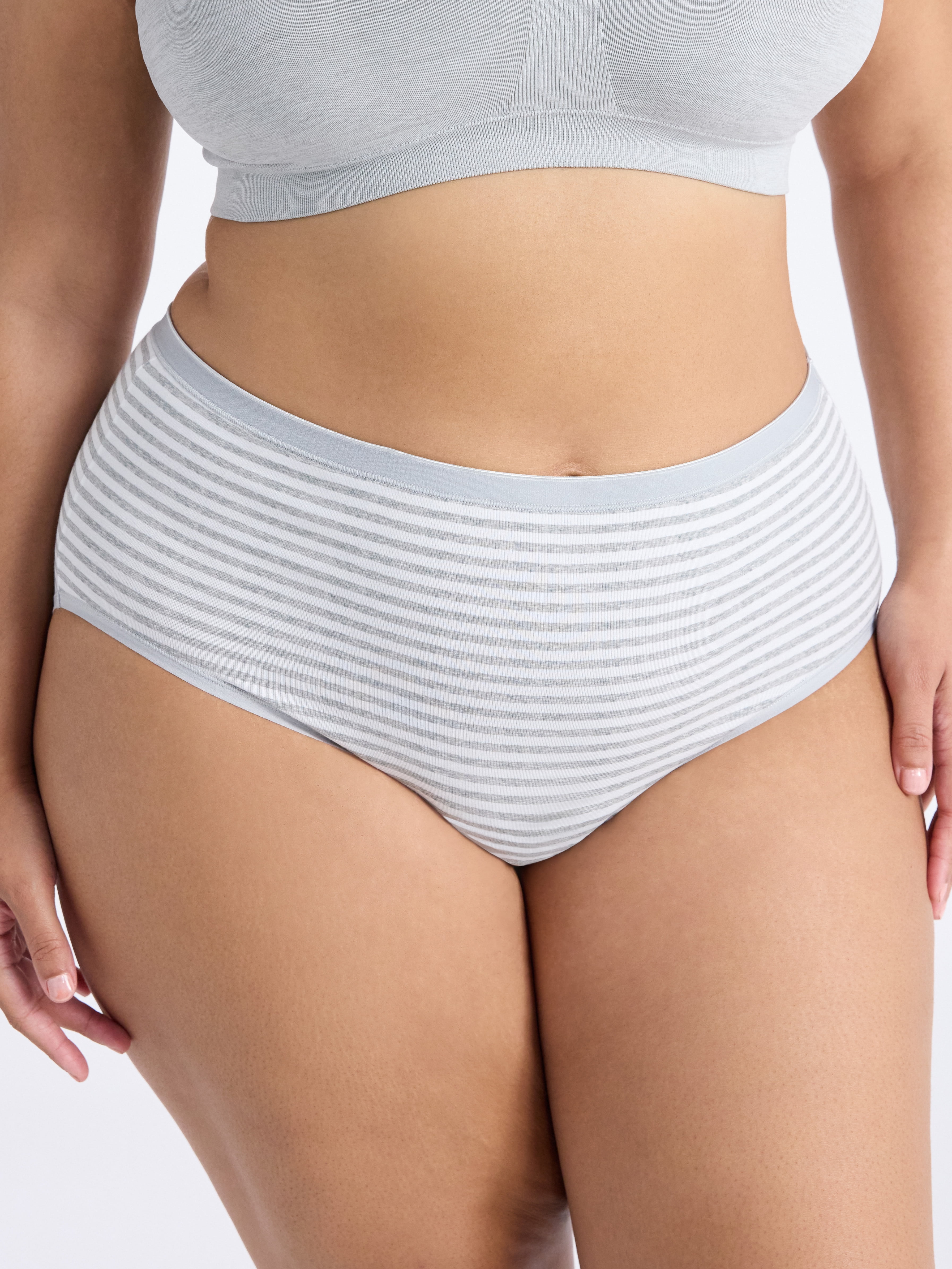 Joyspun Women's Plus Cotton-Blend Brief Panties, 3-Pack, Sizes 1X-5X