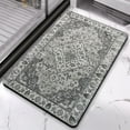 thumbnail image 2 of Chic Vintage Bathroom Runner Rug in Gray, Non-Slip, Soft, 20x32 in, Oriental Kitchen Rug, Machine Washable, Perfect for Bedrooms, Hallways, Kids Room, Decorated with Traditional Tribal Floral Design, 2 of 5