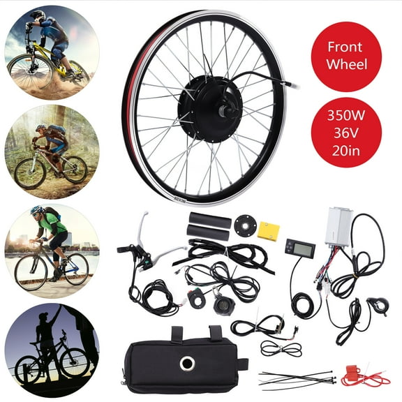 Miumaeov Electric Bike Conversion Kit Front Wheel Motor 350W E-Bike Kit 36V Hub Motor 20" Bicycle Controller with LCD Display Controller Brake