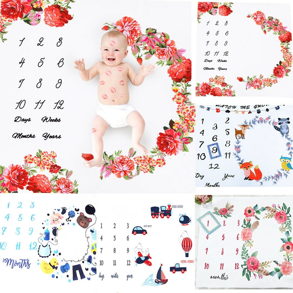 Newborn Baby Infants Milestone Blanket Mat Photography Prop Monthly Growth Photo 