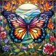 thumbnail image 1 of (sz4726) Pintura Cristal Mariposa Jardín Con Diamantes Serie Resina 30*30CM, 1 of 9