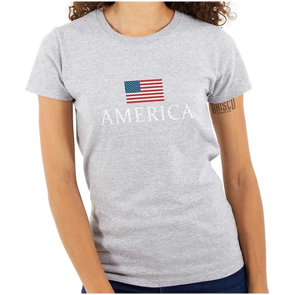 American Pride Patriotic July 4th Womens Slim Fit Graphic Tee Brisco Brands X