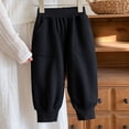 thumbnail image 6 of Rrxhxhs Pants for Girls Solid Color Elastic Waist Loose Fleece Casual Athletic Joggers with Patch Pockets,Black,2-3 Years, 6 of 7