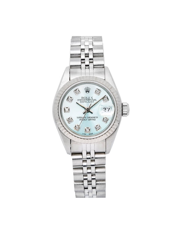 Pre-Owned Rolex Datejust 26MM 6917 Ice Blue Diamond Dial Fluted Bezel Stainless Steel Jubilee Bracelet