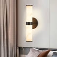 thumbnail image 3 of Set of 2 Resin Imitation Marble and Chrome Wall Sconce, Modern Vertical Light Fixture for Bathrooms, Hallways, and Bedrooms (Only Indoor), Black, 3 of 9