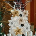 thumbnail image 5 of 40pcs Artificial Flower Christmas Glitter Flowers 8in Flannel Xmas Ornaments For Home Iron Wire Silver Champagne Tree Decorations, 5 of 16