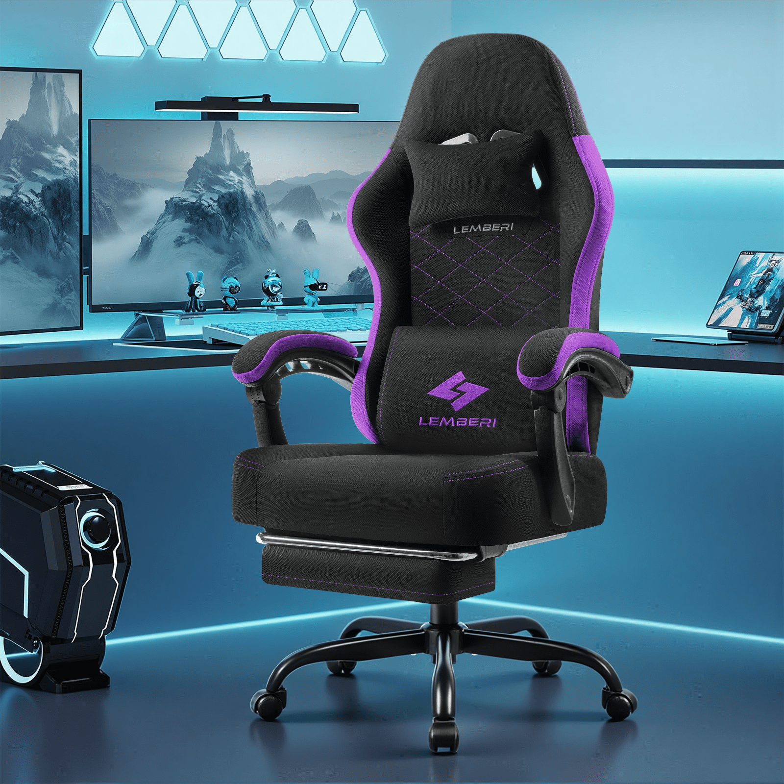 BOSSIN Gaming Chair, Fabric Big and Tall Video Game Chairs for Adults with Footrest,Racing Style Ergonomic Computer Gamer Chair with Headrest and Lumbar Support(Red)