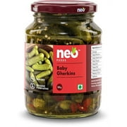 Neo Foods Baby Gherkins, Low Fat Sweet and Crunchy Pickles, Ready to Eat, No GMO Added Preservatives, Jar, 350g