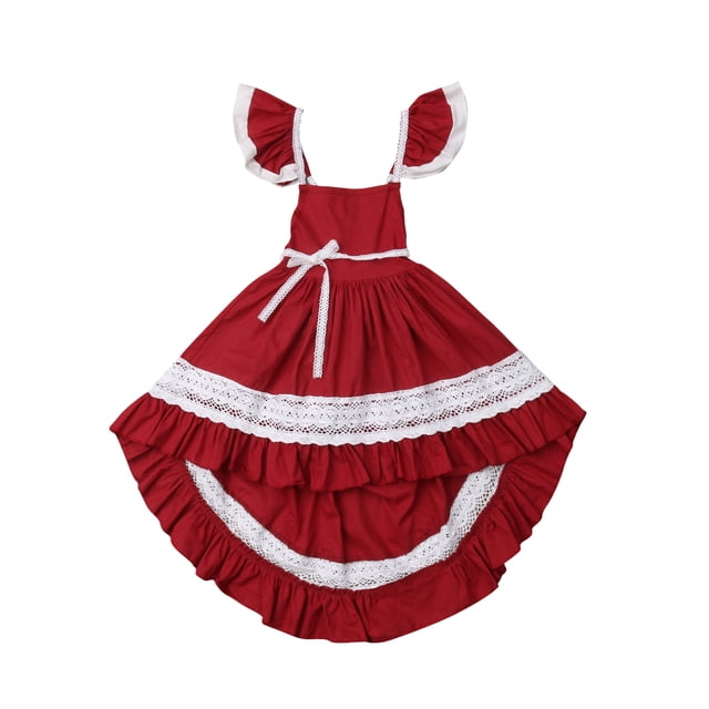 Robe de Princesse à Nœud pour Fille 1-6 Ans, Robe Asymétrique Formelle