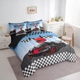 thumbnail image 3 of Manfei Boys Sports Car Twin Bedding Sets 7pcs, Speed Game Racing Flag Bedding Comforter Set, Red Race Car Helmet Sheet Sets, Super Cozy Room Decor, 3 of 8