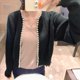 thumbnail image 4 of Cárdigan Corto de Punto Perlado con Cuello en V y Larga Estilo Retro para Mujer, Otoño e Invierno, con Bordes Irregulares Sin Rematar. Negro Talla Única, 4 of 7