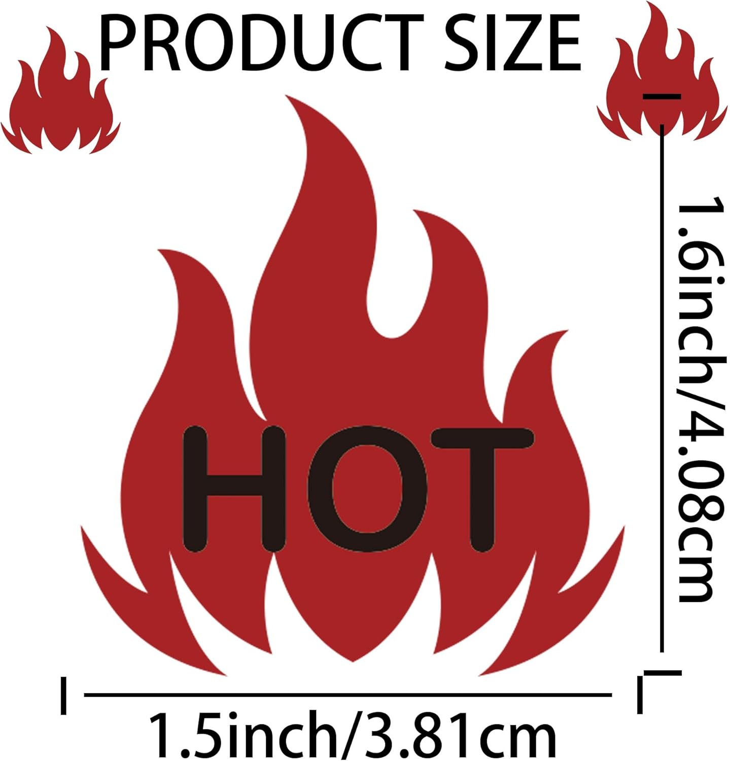 240pcs Fluorescent Red Flame Shaped Sticker Hot Stickers 1.5 Inch - 'HOT' Sticker HOT Imprint Flame Labels