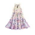 thumbnail image 6 of Abcomgle Summer Dress for Girls 14-16 Casual Halter Neck Sleeveless Girls Dresses Floral Print A-line Sundresses Loose Swing Dresses 3-4 Years,Purple Pink, 6 of 7