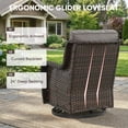 thumbnail image 5 of PARKWELL Outdoor Swivel Gliders Chair Set of 2, Patio Wicker High Back Swivel Rocker Lounge Chair with Gray Cushions for Balcony Deck, Brown Wicker, 5 of 10