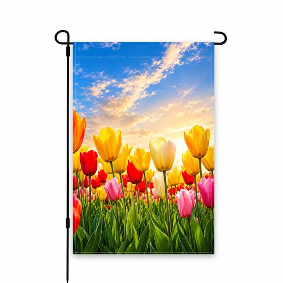 Vibrant Tulip Garden Flag 12 x 18 Inch – Colorful Spring and Summer Outdoor Decor for Yard, Lawn, Patio, or Porch – Decorative Flower Design