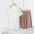 thumbnail image 5 of Jalioing Women's Pajama Set Comfy Loose Short Set Casual Solid Color Short Sleeve Tops Shorts 2 Piece Lounge Outfits, 5 of 6