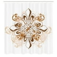 thumbnail image 3 of Ambesonne Fleur De Lis Shower Curtain, Retro Floral Swirls, 69"Wx70"L, Brown White, 3 of 5