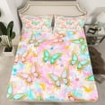 thumbnail image 2 of jejeloiu Kawaii Flying Butterfly Bed Sheets,Watercolor Graffiti Artwork King Sheets,Colorful Gradient Sheet Set For Girls,Microfiber Bedroom Decor,4-Piece, 2 of 7