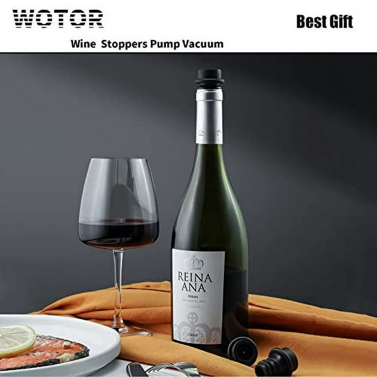 WOTOR Wine Saver with 4 Vacuum Stoppers, Wine Stopper, Plastic