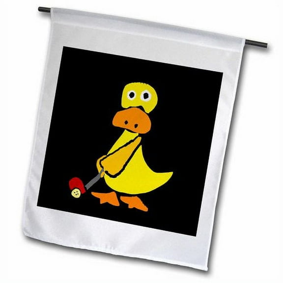 3dRose, Fun Yellow Duck Golfing Art, 18 x 27 inch Garden Flag
