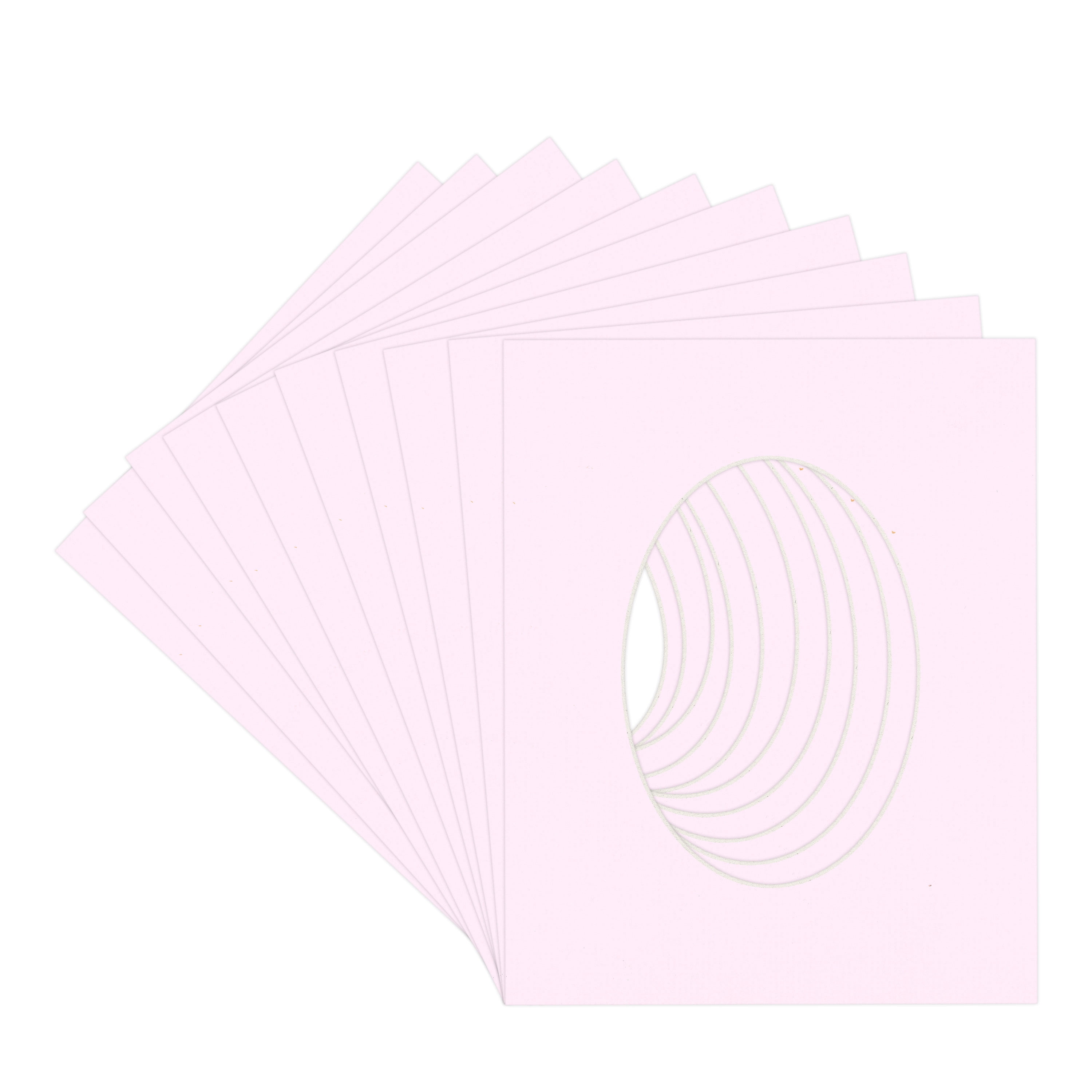 Hollyhock Pink Picture Frame Mat for 18x24 Frames - Oval Opening for 15x19 Photos - 10 Mats