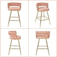 thumbnail image 6 of VECELO Modern Braided Bar Stools Set of 2 – Velvet Counter Height Upholstered Stools with Woven Back Support & Footrest, Heavy-Duty Metal Frame Bar Chairs for Kitchen Island,Pink, 6 of 14