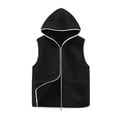 thumbnail image 2 of Womens Vestss Pocket Coat Short Jacket Winter Sleeveless Fleece Button Solid Hooded Outerwear Workout Jackets Long Puffer Puffy Thick Casual Comfy Vests for Woman, 2 of 6