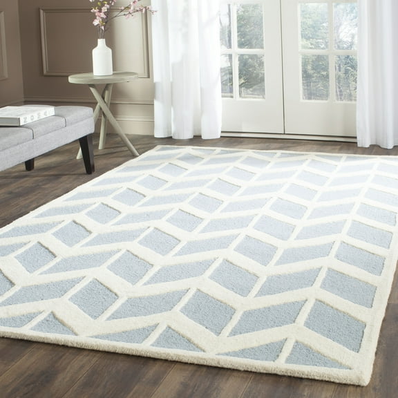 SAFAVIEH Cambridge Austyn Geometric Wool Area Rug, Blue/Ivory, 5' x 8'