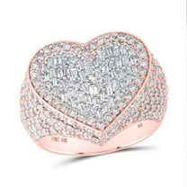 10K Rose Gold Genuine Baguette Diamond Women's Cluster Big Heart Ring 2.75 CT