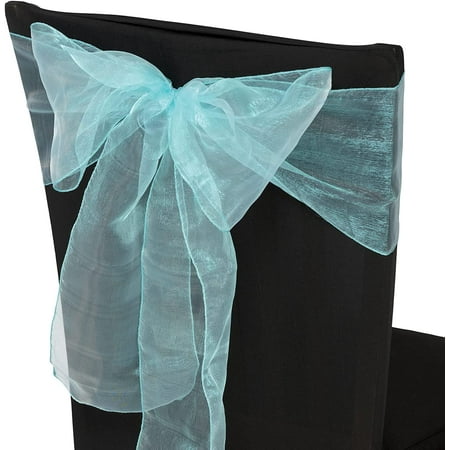 

Trimming Shop Organza Chair Sashes Cover 17cm x 280cm Fuller Bows Chair Cover Bow Sash for Event Chair Decoration - Light Turquoise (Pack of 25)