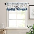 thumbnail image 7 of Blue Snowman Christmas Kitchen Curtains and Valances Set, Eucalyptus Xmas Tree Balls Vintage Rod Pocket Window Valance Window Curtain Panels for Living Room Bedroom Laundry, 27.5x24in, 3 Pieces, 7 of 7