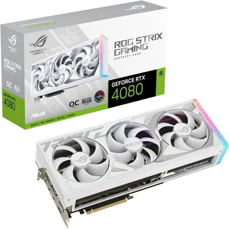 ASUS ROG Strix GeForce RTX 4080 SUPER White Edition Gaming Graphics Card (PCIe 4.0, 16GB GDDR6X, DLSS 3, HDMI 2.1a, DisplayPort 1.4a, Vapor Chamber, Aura Sync) ROG-STRIX-RTX4080S-16G-WHITE