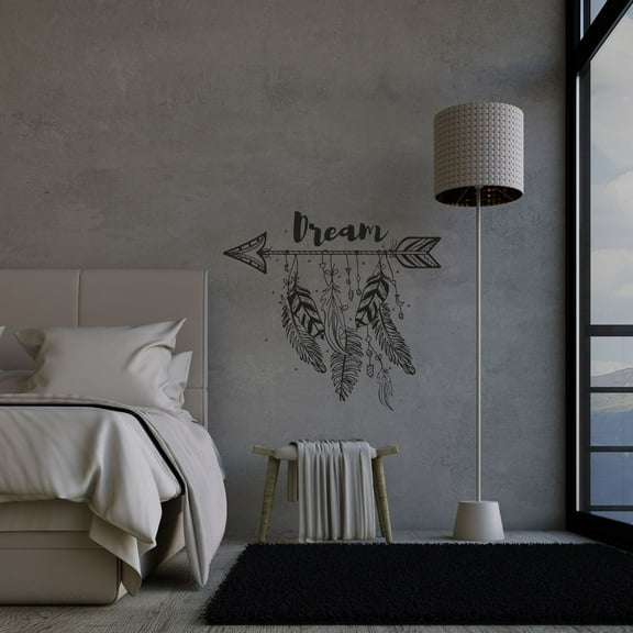 Dream Catcher Arrow Boho Arch Abstract Modern Bohemian Accent Wall Sticker Art Decal for Girls Boys Kids Room Bedroom Nursery House Fun Home Decor Stickers Wall Art Vinyl Decoration Size (10x10 inch)