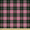 thumbnail image 2 of Ambesonne Abstract Fabric by the Yard Upholstery, Tartan Inspired Pattern, 3 Yards, Pink Charcoal Grey, 2 of 5