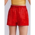 thumbnail image 2 of TiaoBug Kids Girls Sequins Shorts Gymnastics Tumbling Athletic Cheer Dance Bottoms Summer Hot Pants Red 12, 2 of 7