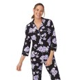 thumbnail image 4 of Aria 3/4 Sleeve 100% Cotton Notch Collar Pajama Set with Pockets, Women's Sizes S- 4X, 4 of 7
