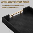 thumbnail image 5 of MODE HOME 2 Piece Woven Leather Ottoman Tray with Gold Handles, Perfect Rectangular Serving Tray for Living Room, Coffee Table Tray as Thoughtful Gift for Home Decor Enthusiasts (Black), 5 of 7