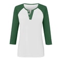 thumbnail image 4 of ManxiVoo Haut pour Femme Coupe Décontractée Col en V Manches 3 4 Chemise à Boutons devant avec Manches Raglan pour l'Été Taille P Vert, 4 of 5