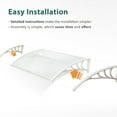 thumbnail image 6 of Macrout 39.8”x 37.8" Outdoor Window Awning Exterior with Polycarbonate Panels for Door Entrance, Air Conditioner, Front and Back Patio Door Canopy for Sun Shelter, UV, Rain, Snow Protection(White), 6 of 10