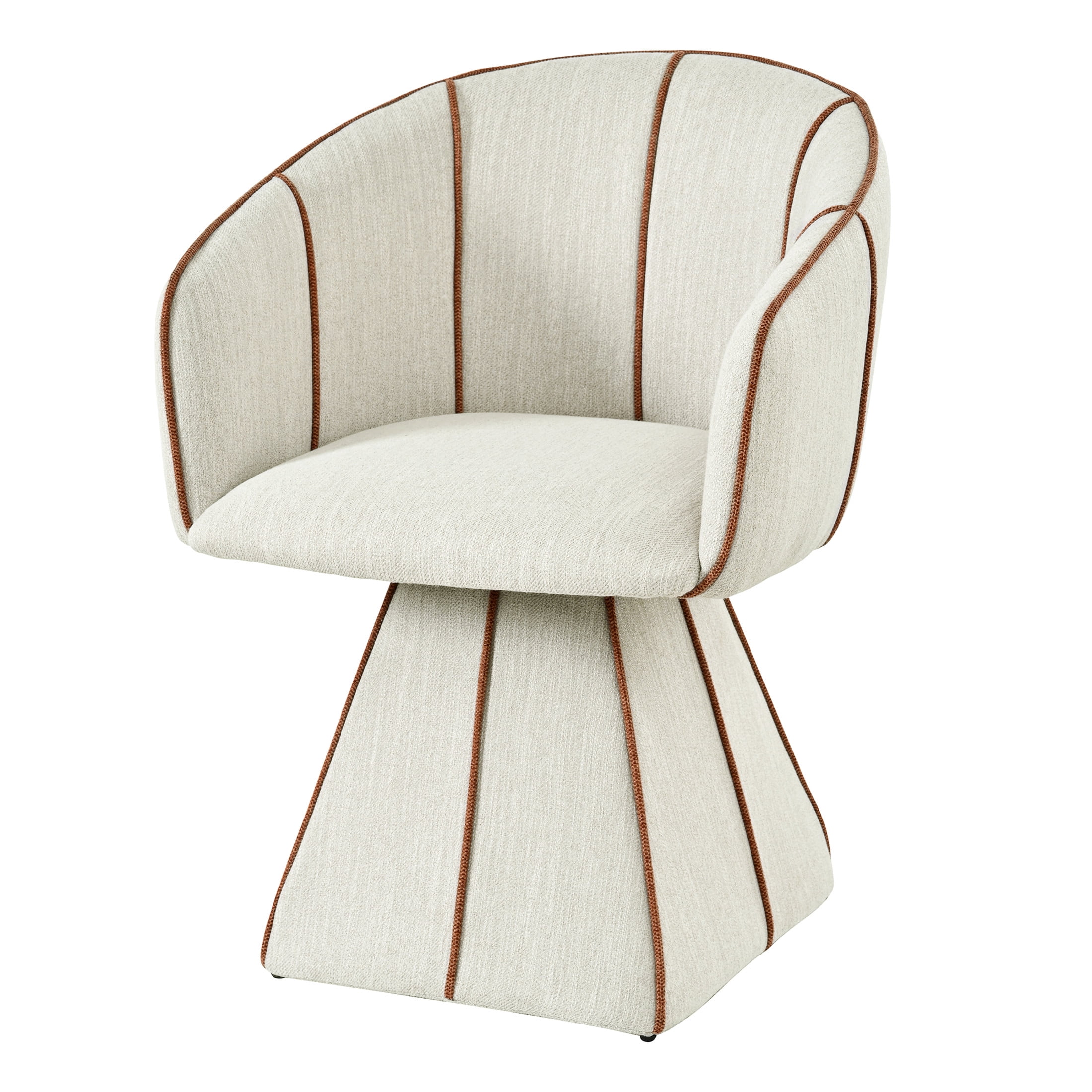 Christopher Knight Home Luxury Upholstered Swivel Dining Chairs with Barrel Back, Beige+Champagne, Set of 4