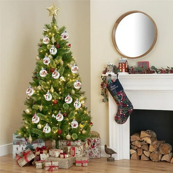 Christmas Savings! Avtoify Christmas Tree Hanging Decor, New Christmas Bucket Transparent Ball Hanging 6cm16pcs Hollow Round Seamless Plastic Ball Christmas Decorations