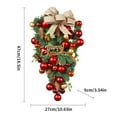 thumbnail image 2 of Artificial Christmas Swags - Christmas Ball Wreath for Front Door - Teardrop Swag with Pine Cones Berry Clusters Ribbon Bows Xmas Decorations, 18.5 Inches, 2 of 7