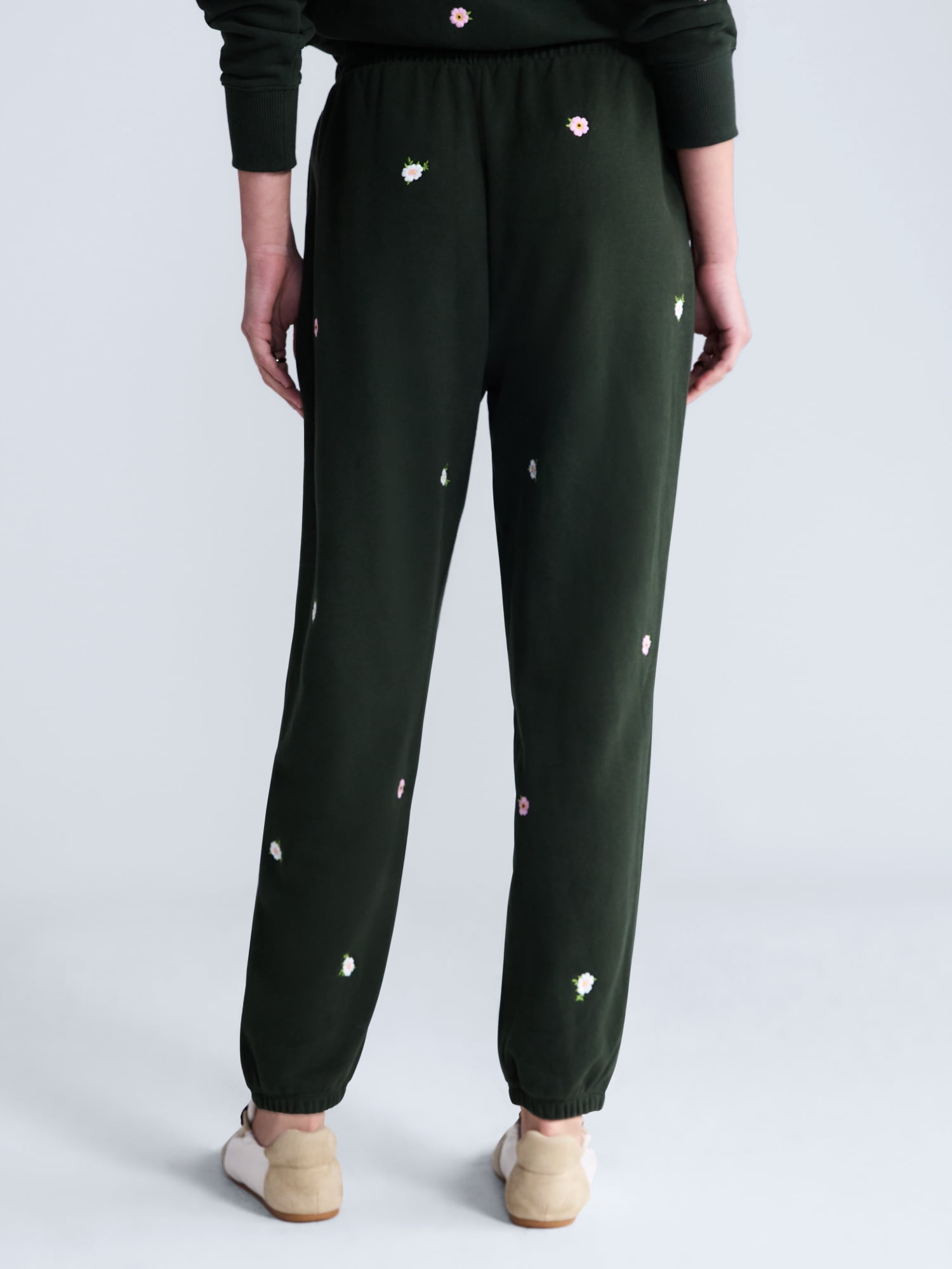 Free Assembly Women’s and Women’s Plus Embroidered Jogger Sweatpants, Sizes XS-4X