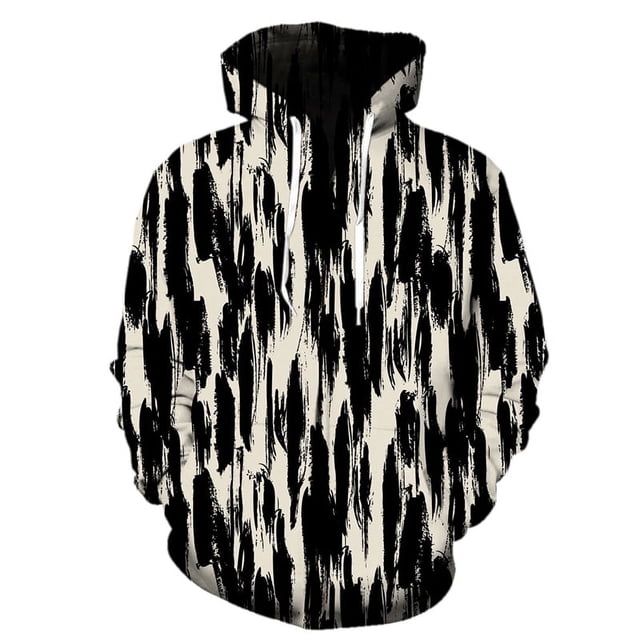 Sudadera con capucha y cremallera con estampado abstracto en contraste novedoso para hombre, sudadera divertida con estampado 3D, ropa unisex, tops