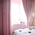 thumbnail image 5 of Blackout Curtains, Romance Double-Deck Cloth Thermal Insulated Panels Floor-Standing Curtain Star Hollow Curtain Drape for Living Room, Bedroom, Perforated, 39.37"x78.76"(Pink), 5 of 8