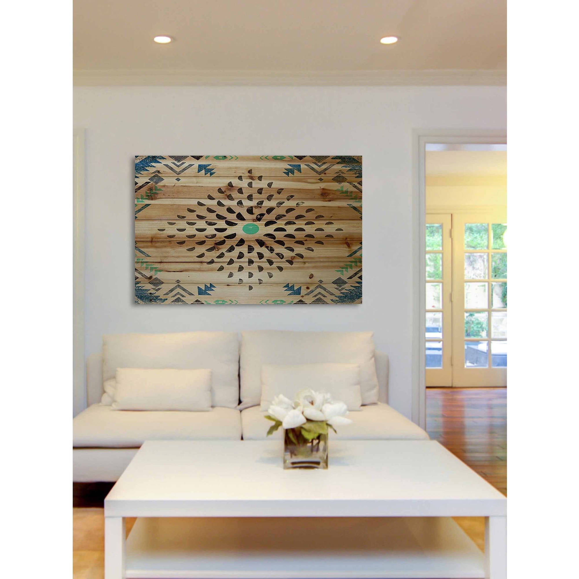 Marmont Hill - "Half Moon Shapes" Painting Art Print On Natural Pine Wood, 36.0" x 1.5"