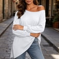 thumbnail image 2 of Njagoc3 Boho Tops for Women | Boat Neck Lantern Sleeve Long Sleeve Pullover Top with Side Slit Details | Relaxed Loose Fit for Fall Casual Wear & Vacation Activities，White，L, 2 of 6